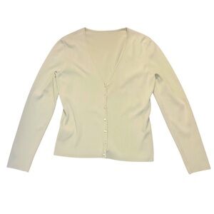 2/$30 Ann Taylor Green Silk VNeck Cardigan Sweater Top Small Elevated Basics